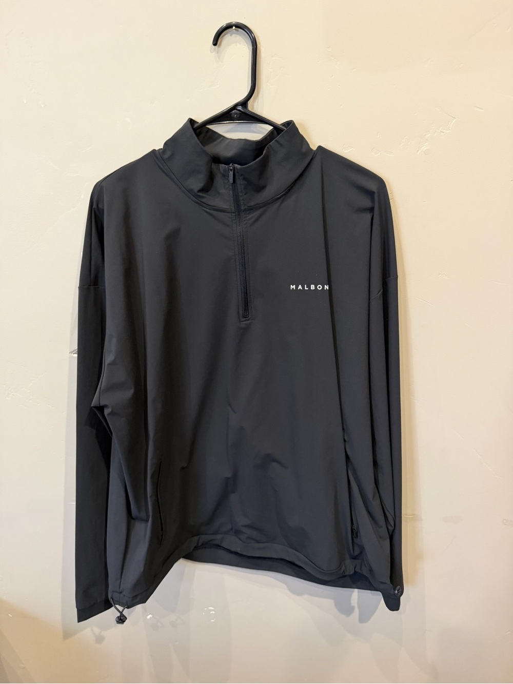 Malbon Men's Black Performance Half-Zip Jacket